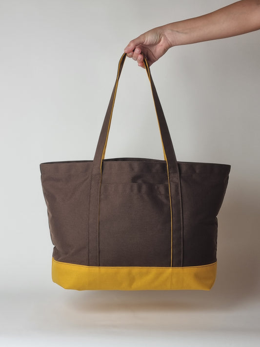 Large Tote - Brown and Yellow