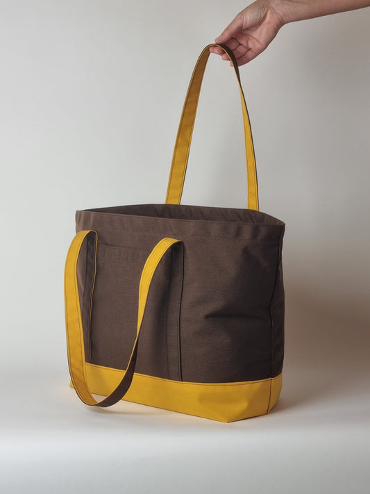 Large Tote - Brown and Yellow